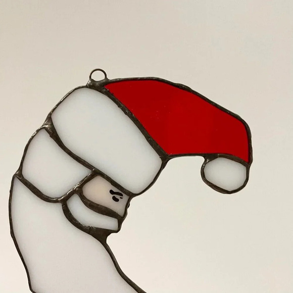 Stained Glass Crescent Moon Santa Claus Sun Catcher 4.25 Inch - Picture 9 of 16